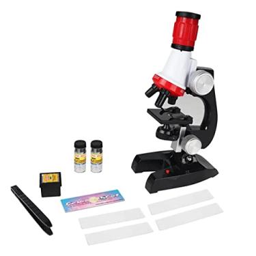 Imagem de Kit de acessórios para microscópio 1200X conjunto de microscópio biológico monóculo conjunto de microscópio Slides de microscópio (Cor: Vermelho)