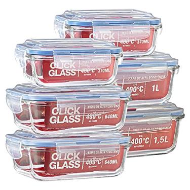 Imagem de Kit 6 potes de vidro herméticos click glass