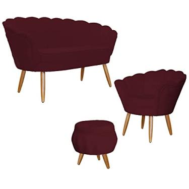 Imagem de Kit Pétala - Namoradeira, Poltrona e Puff Pétala Suede - Ds Estofados