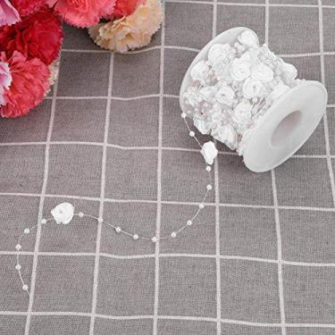 Imagem de Fitas com contas de rosa, 10 m/rolo artificial feito à mão com contas de fio de pérola rosa para decoração de casa e jardim, guirlanda de casamento, cortina com contas, pano de fundo de casamento,