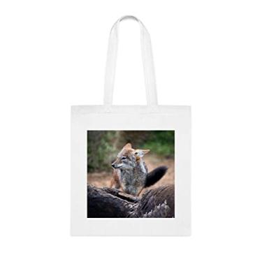 Imagem de Sacola Jackal com suporte preto, presente para amantes do chacal, bolsa de ombro, bolsas reutilizáveis, cesta de Natal de aniversário, Branco