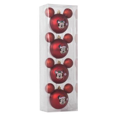 Imagem de Jogo C/4 Peças Bolas Mickey E Minnie Vermelho 8cm 1021999