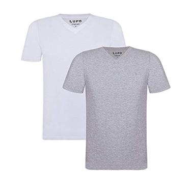 Imagem de Camiseta Lupo AM Algodao K2 Imp,Lupo,Masculino Branco/Cinza Mescla M