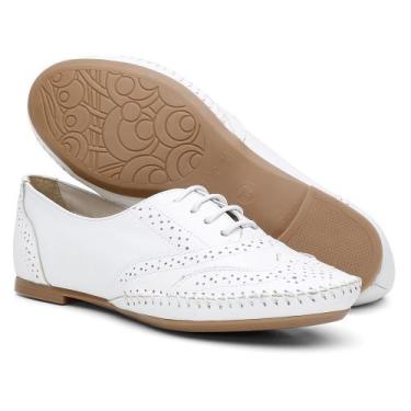 Imagem de Sapato Oxford Feminino Casual Em Couro Q&A Calçados Branco - Qa Calçad