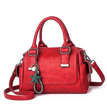 Imagem de Bolsas transversais de alça superior para mulheres bolsa de couro macio bolsa feminina grande bolsa de ombro bolsas tote, Vermelho