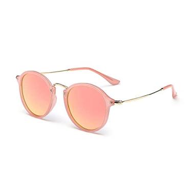 Imagem de Óculos de sol polarizados redondos fashion retrô masculino feminino designer revestimento óculos de sol espelhados gafas de sol uv400,1, tamanho único