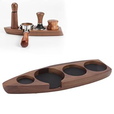 Imagem de suporte de tamper de café expresso de madeira,Suporte de tamper de filtro de café de madeira, estação de tamper, base de madeira, suporte de tamper de café, cafeteira(Walnut (58mm))