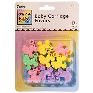 Imagem de Favor de chá de bebê - Berloque de plástico para carrinho de bebê - Cores pastel - 18 peças