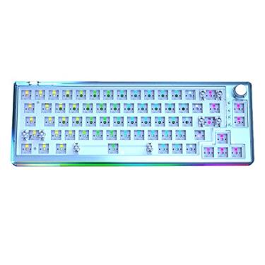 Imagem de Kit de teclado mecânico com botão, 75% 66 KEYS ANTI-GHOSTING RGB 3 Métodos de conexão Kit de teclado de software de troca a quente white/blue