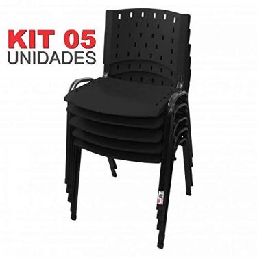 Imagem de Cadeira Empilhável Plástica Preta 5 Unidades - ULTRA Móveis