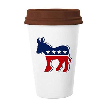 Imagem de Caneca de cerâmica com emblema de burro da América para festa democrática, caneca de vidro para beber café