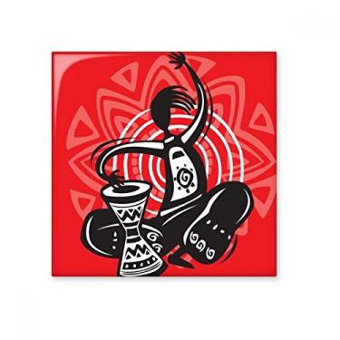 Imagem de Decalque brilhante de azulejo de cerâmica mexicano celebra o México com desenho de pandeiro