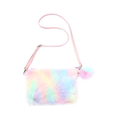 Imagem de Valicclud Bolsa clutch transversal para noite, bolsa de sintética, bolsa para celular, bolsa de arco-íris para mulheres e , rosa, 23X16.5X3.5cm