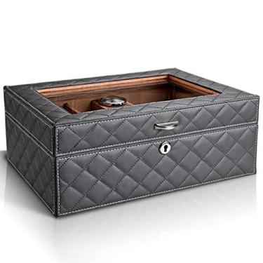 Imagem de Umidificador de charuto com madeira de cedro, caixa de armazenamento para charutos com umidificador e caixa de armazenamento para charutos para 50 charutos - presente para homens