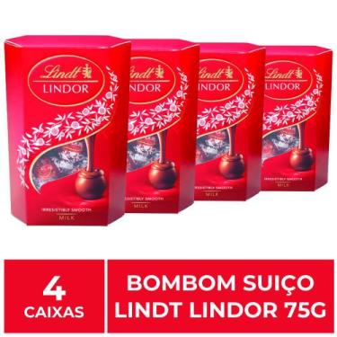 Imagem de 4 Caixas De 75G, Bombons De Chocolate Suiço, Lindt Lindor