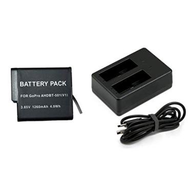 Imagem de Kit Bateria AHDBT-501 para Go Pro Gopro HD Hero 5 Hero 6 + Carregador duplo