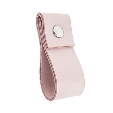 Imagem de Puxador Doba Parafuso - Textura de Couro Rosa - Parafuso Cromado
