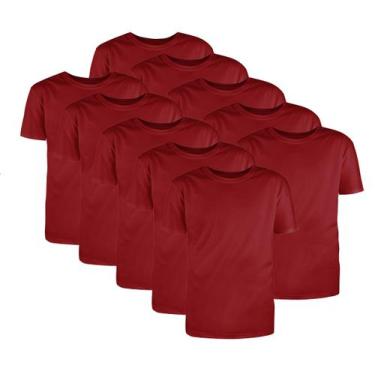 Imagem de Kit Com 10 Camisetas Básicas Algodão Bordô Tamanho M - Mc Clothing