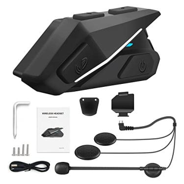 Imagem de CIADAZ Fone de ouvido para capacete de motocicleta BT5.0 Fone de ouvido à prova d'água Suporte para redução de ruído Chamada viva-voz Resposta automática Rádio FM integrado