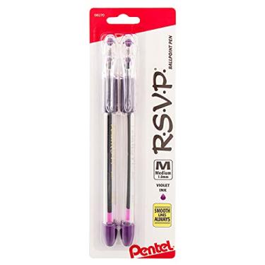 Imagem de Pentel Caneta esferográfica R.S.V.P, linha média, tinta violeta, pacote com 2 (BK91BP2V)