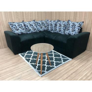 Imagem de Sofá Canto Preto com floral 601/33 Belo