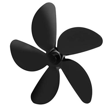 Imagem de Lâmina do ventilador para lareira, acessório de ventilador movido a calor de 5 lâminas, liga de alumínio, preta