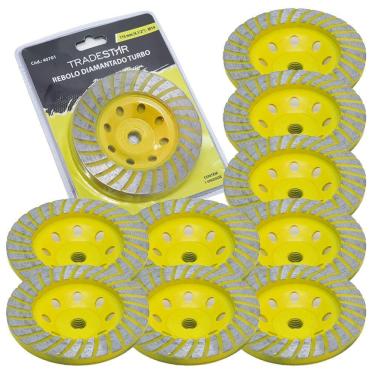 Imagem de Kit 10 Disco Rebolo Diamantado Turbo Desbaste 115mm - M14