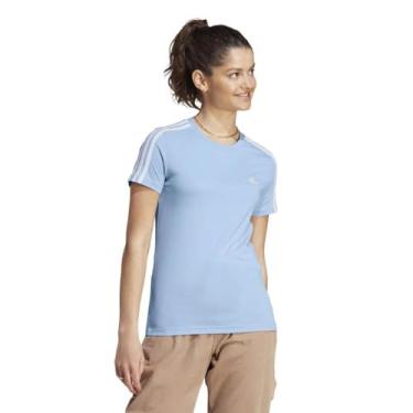 Imagem de Camiseta Adidas Feminina Essentials Slim 3s - Azul Claro - M