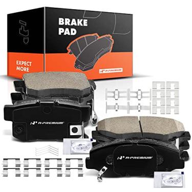 Imagem de A-Premium Conjunto de pastilhas de freio a disco de cerâmica dianteiras e traseiras compatível com modelos selecionados Honda e Acura - Accord 2003-2007, Civic 2012-2015, ILX 2013-2015, com ferragens, 8 peças