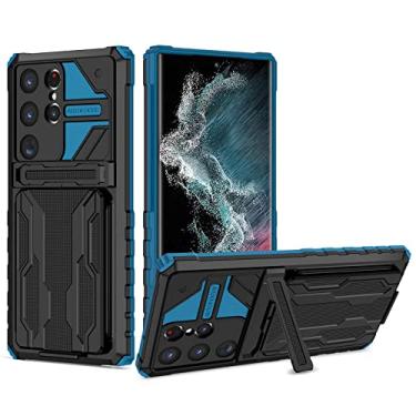 Imagem de YOUULAR Capa de telefone compatível com Samsung Galaxy S23 Ultra Hard PC + TPU macio + suporte + capa de cartão à prova de choque anti-queda capa protetora para celular S23 ultra militar suporte