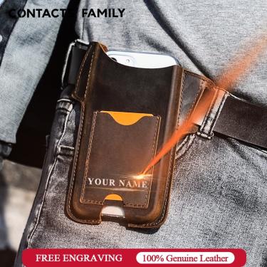 Imagem de Contact's família nubuck couro masculino celular caso coldre cinto gancho cintura saco para iphone