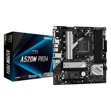 Imagem de ASRock A520M Pro4 AMD Ryzen série 3000/4000 (Soket AM4) compatível com chipset A520, placa mãe Micro ATX [Produto de revendedor autorizado doméstico]