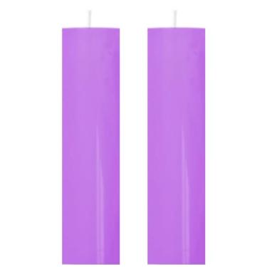 Imagem de 2 Velas de Altar 7 x 15 cm, 6 opções de cores, 495 gramas cada. Com papel celofane premium, parafina 100% pura, fabricação própria. Vela do advento. Marca Velas Estrela (Lilás)