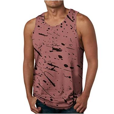 Imagem de Camiseta masculina havaiana regata tropical simples colete masculino gola redonda trilha academia praia verão outono colete 2024, V-21 marrom, 4G