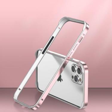 Imagem de Capa protetora de alumínio de aviação leve para iPhone 13 12 11 14 15 Pro Max 15Pro X XR XS 7 8 6 Plus Acessórios de moldura de silicone de luxo, rosa bk, para iPhone XS Max