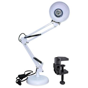 Imagem de Luminária E27 Abajur Articulável Base E Garra Mesa Branco