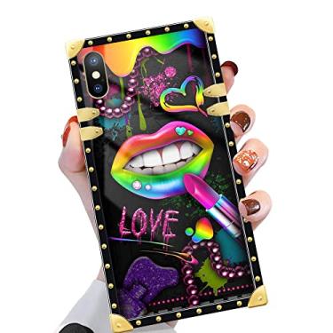 Imagem de Yuning419 Capa compatível com iPhone XR, TPU macio de luxo e parte traseira rígida de policarbonato para meninas e mulheres, capa protetora à prova de choque, lábios de batom