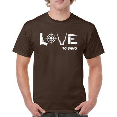 Imagem de Camiseta Love to Bang 2nd Amendment 2A Gun Right to Bear Arms Veteran Dont Tread on Me Camiseta masculina patriótica americana, Marrom, P