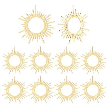 Imagem de PH PandaHall 10 pingentes de sol dourado pingente de sol celestial de latão crescente pingentes de sol filigrana pingente de sol para colar faça você mesmo, pulseira, brinco, suéter, corrente,