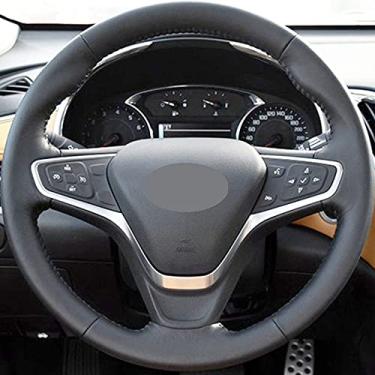 Imagem de DYBANP Capa de volante, para Chevrolet Malibu XL 2016-2019 / Equinox 2017, capa de volante de couro preto DIY