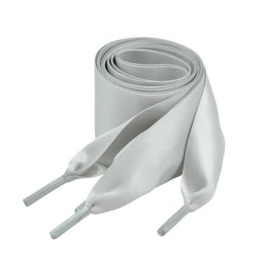 Imagem de Wide Flat Satin Ribbons Laces Polyester Laces Sneakers Sneakers Lace Color Laces Multicolor Laces (Color : Grey, Size : 80cm)