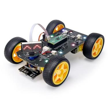 Imagem de Freenove Kit de carro 4WD para Raspberry Pi Pico (incluído) (compatível com Arduino IDE), expressões de matriz de pontos, prevenção de obstáculos, rastreamento de linha, rastreamento de luz