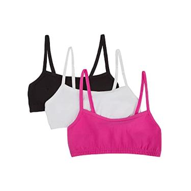 Imagem de Fruit of the Loom Sutiã esportivo feminino de algodão com alças finas, tom preto/maracujá/branco, 38, Tom preto/maracujá/branco, 38