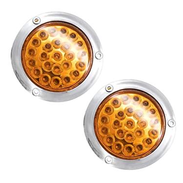 Imagem de 2 peças de 10,16 cm de diâmetro redondo 24 luzes traseiras de reboque/caminhão (âmbar)