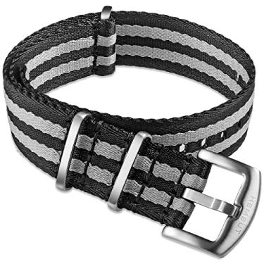 Imagem de Pulseira de relógio de nylon balístico militar, pulseiras de relógio macias de 24 mm para homens, substituição de nylon casual de cinto de segurança com fivela escovada para serviço pesado