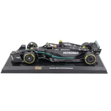 Imagem de Bburago 1:24 F1 Race Mercedes W14 (2023) - Metal Escalado Preto - Escultura de Carro com Hamilton #44