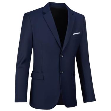 Imagem de Blazer masculino esportivo slim fit 2 botões sólido terno casual jaqueta blazer, Azul marino, 5X-Large