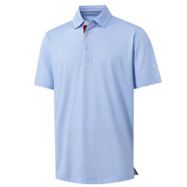 Imagem de M MAELREG Camisa polo masculina de golfe de manga curta com estampa de ajuste seco e absorção de umidade, Diamante vermelho azul, GG