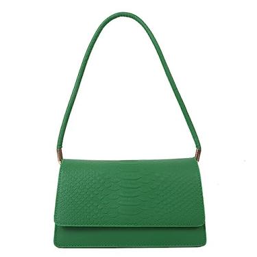 Imagem de Bolsa feminina pequena de couro PU, bolsa de mão de crocodilo clássica clutch bolsa de mão para noite, Verde