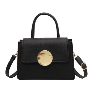 Imagem de Bolsas femininas transversais para mulheres bolsa pequena estruturada bolsa de ombro com alça superior, Preto